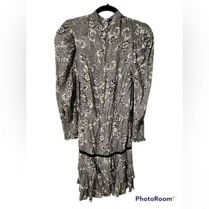 Wednesday Addams style Goth floral white and black button up dress Size Small